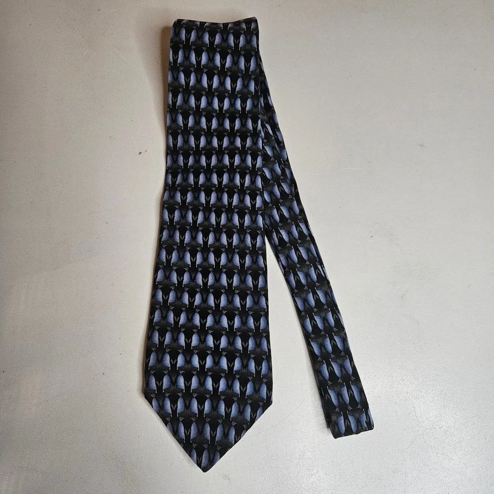 Endangered Species Tuxedo Penguin Silk Tie Blue‎ Grey Black Novelty ES 001-011